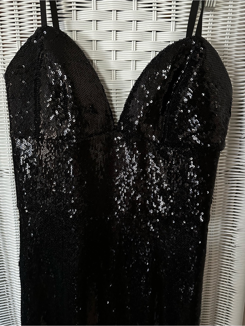 Dress the Population Black Sequin Strap Spaghetti Strap Dress